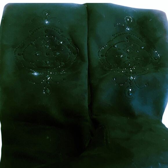 Azura Joulery Tall Shaft Black Sequined Faux Suede Boots Size 41=US 10/10.5 - Picture 1 of 7